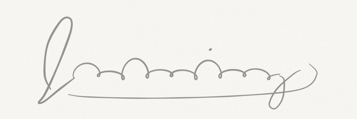 The signature in light grey pencil on grainy paper